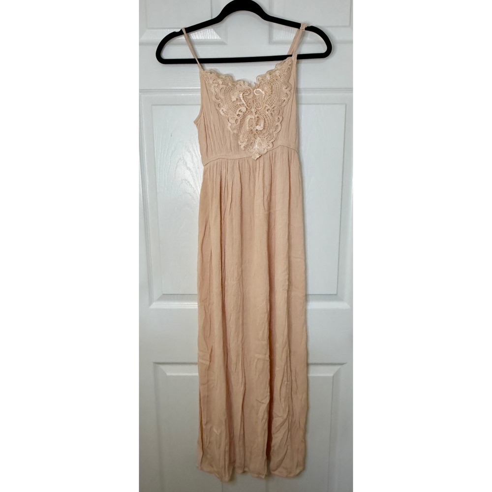 Nicolette Maxi Dress Womens Size Small Blush Pink Lace Boho Romantic